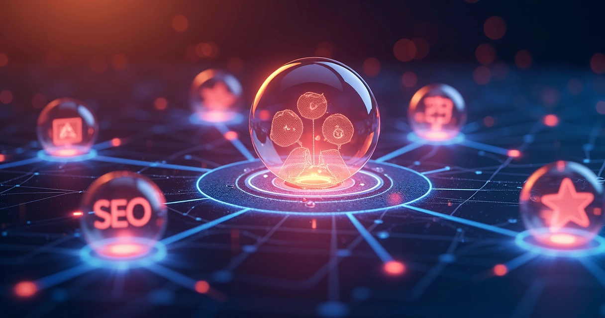 Representação gráfica de canais digitais conectados e centralizados