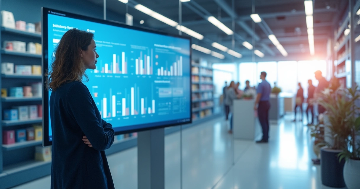 Pessoa analisando dados de vendas do varejo em tela digital