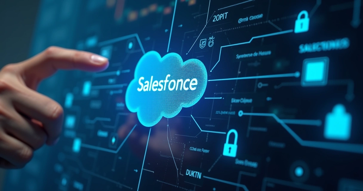 Interface de segurança mostrando integração entre Salesforce e Slack