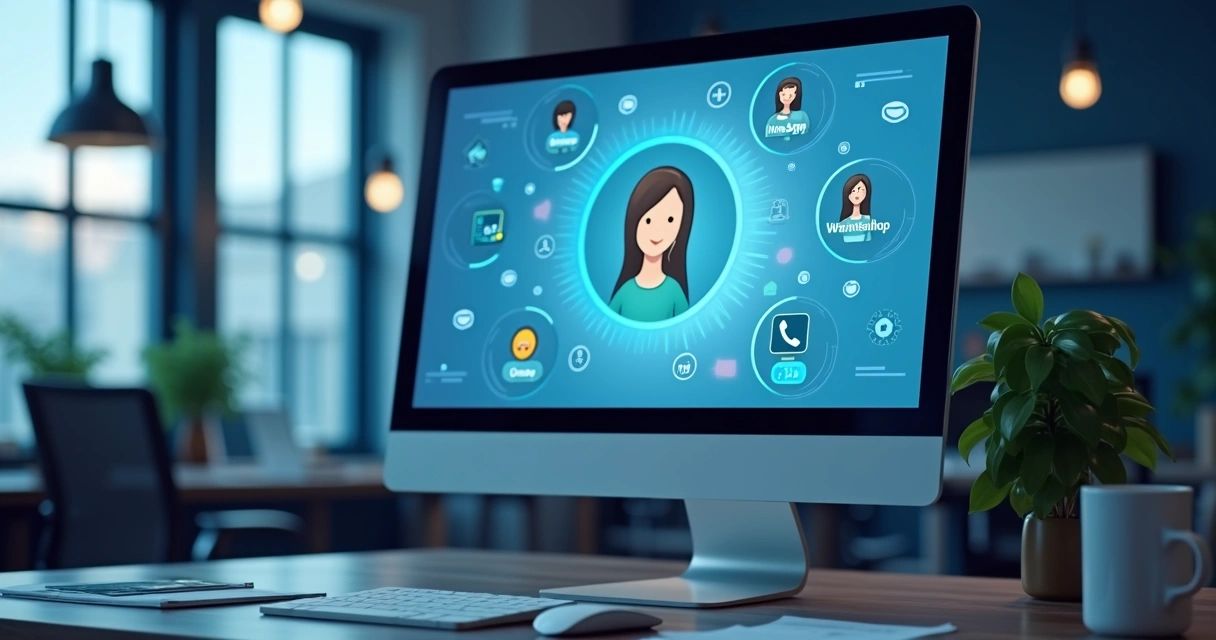 Interface de atendimento digital com opções de chat, assistente de IA e históricos de interação