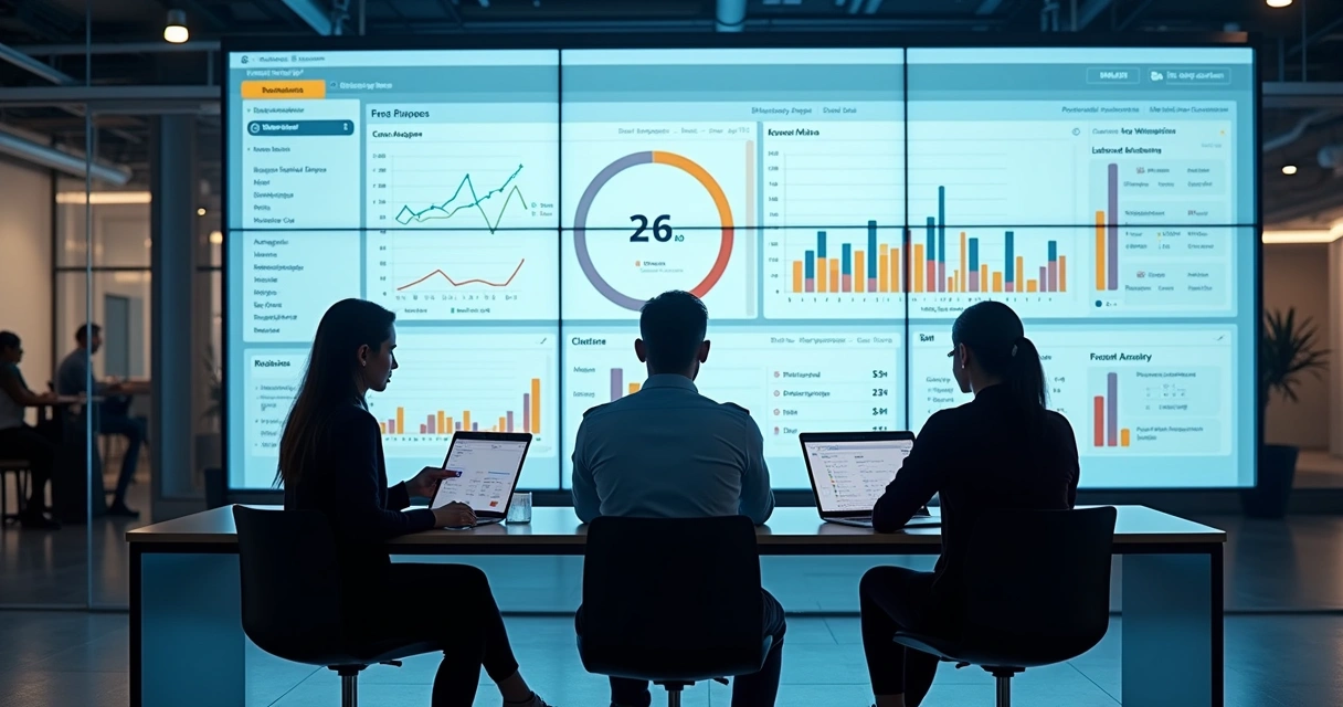 Painel digital mostrando gestão de chamados suportados por equipe técnica