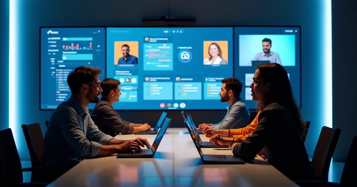 Equipe técnica em suporte remoto com Salesforce