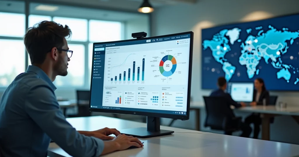 Dashboard de ecommerce integrado com Salesforce em tela grande de computador