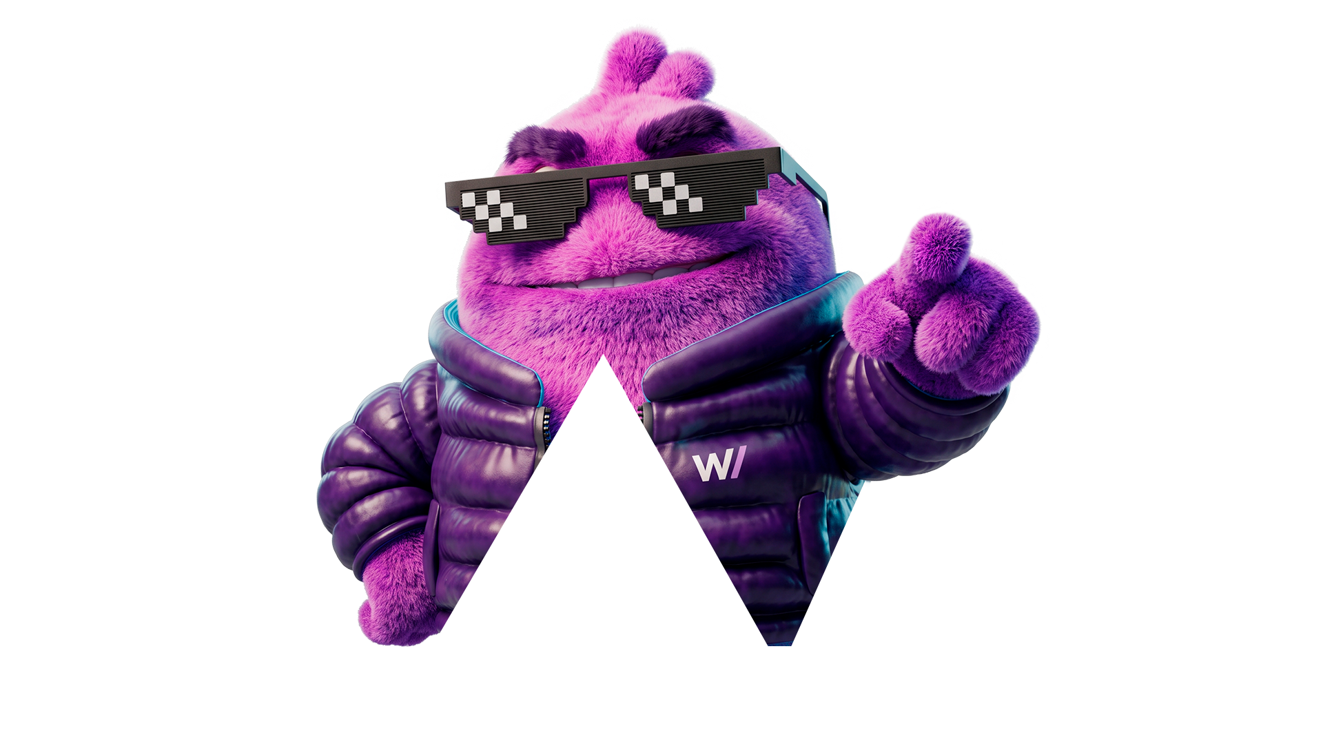 The WeeNow mascot wearing sunglasses and pointing toward you